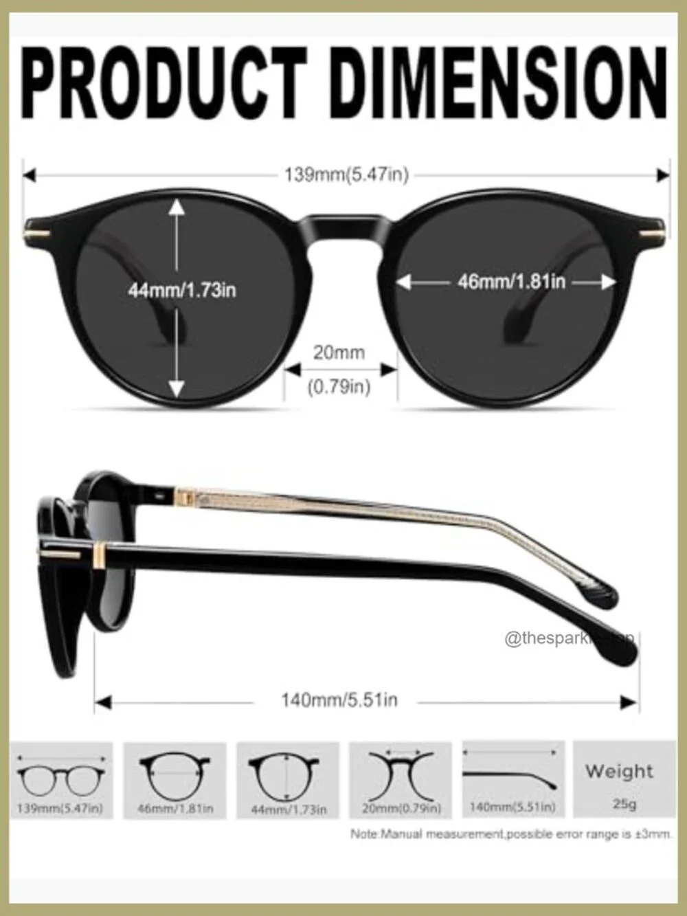 TR90 Frame Acetate Temples Polarized Sunglasses Retro Round